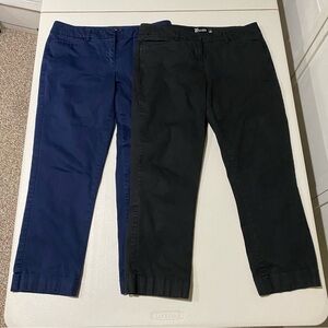 2 Pairs - New York & Company 7th Avenue Ankle Crop Pants - Size 2 - Navy & Black